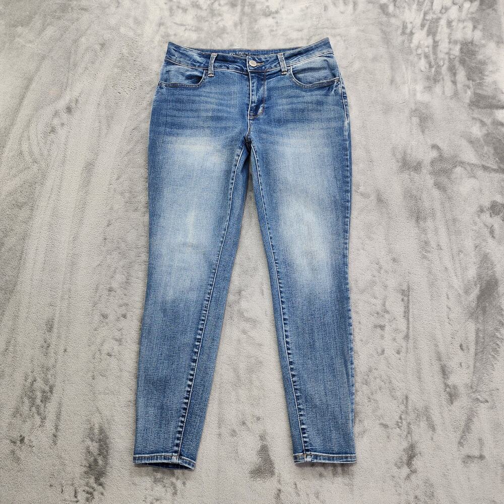 Maurices M Jeans Womens M SHORT Blue Mid Rise Skinny Ankle Stretch Denim Casual